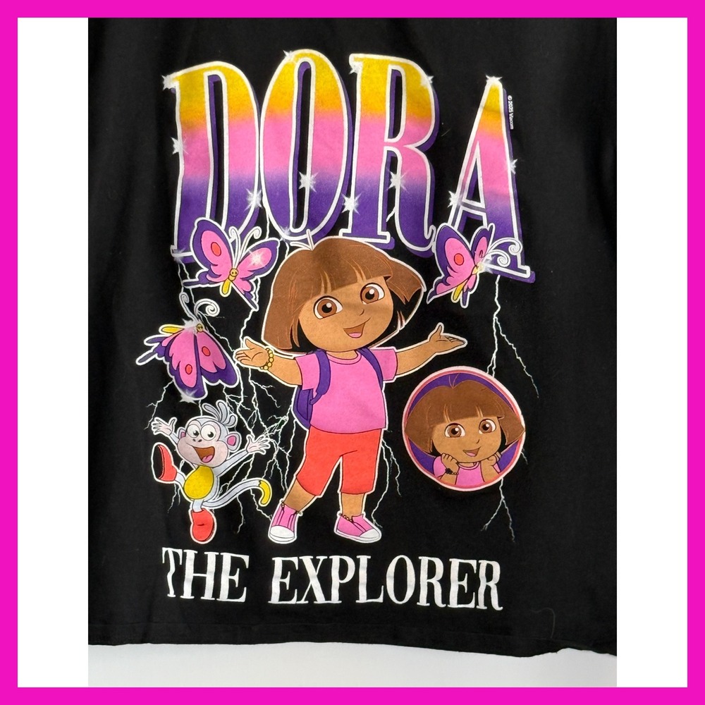 Dora the Explorer Brisco Brands Graphic T-Shirt Black Ladies XL Y2K Streetwear - Picture 2 of 4